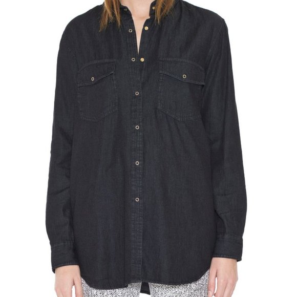 100% Cotton Cheap Monday Mono Shirt Dark Denim Style - Picture 1 of 9
